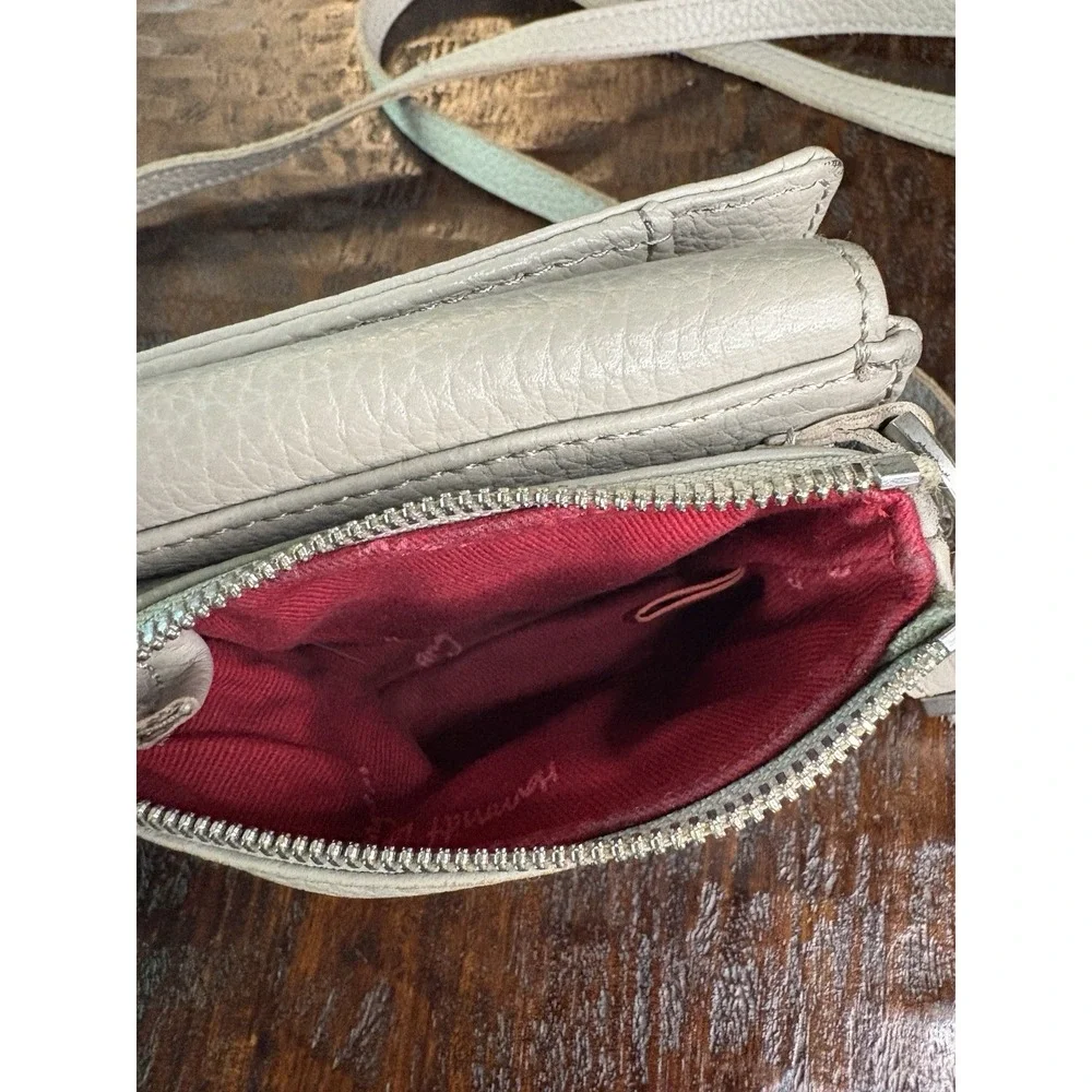 Hammitt Crossbody Wallet Mini Purse Pebbled Leather Red Lining Silver Hardware